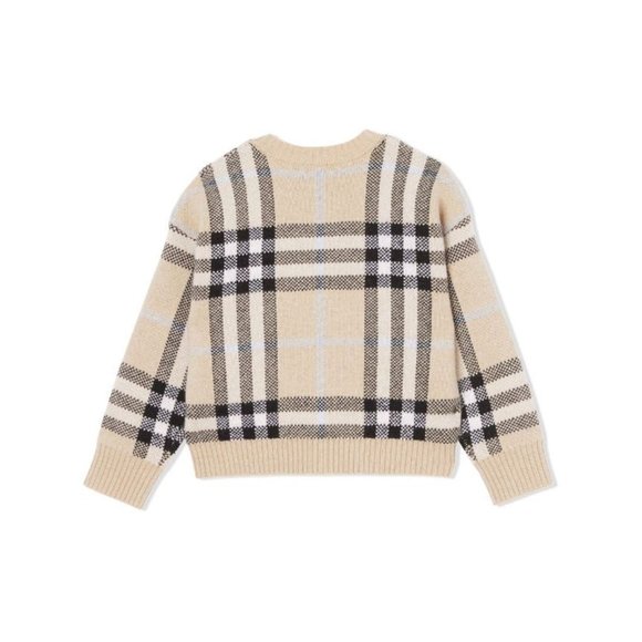 Burberry Kids Gilliane Wool and Cashmere blend pale check cardigan 10y - Picture 2 of 10